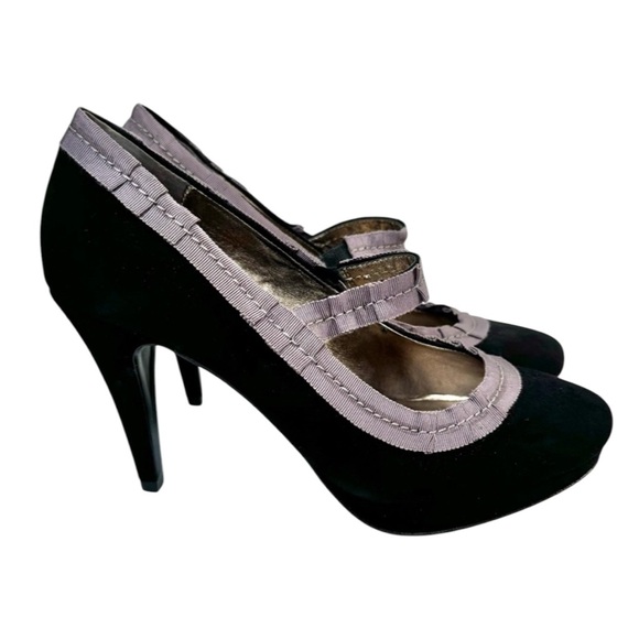 NWOT Boden Baley Black Suede Mary Jane Heels Size EU 38 - Picture 1 of 8